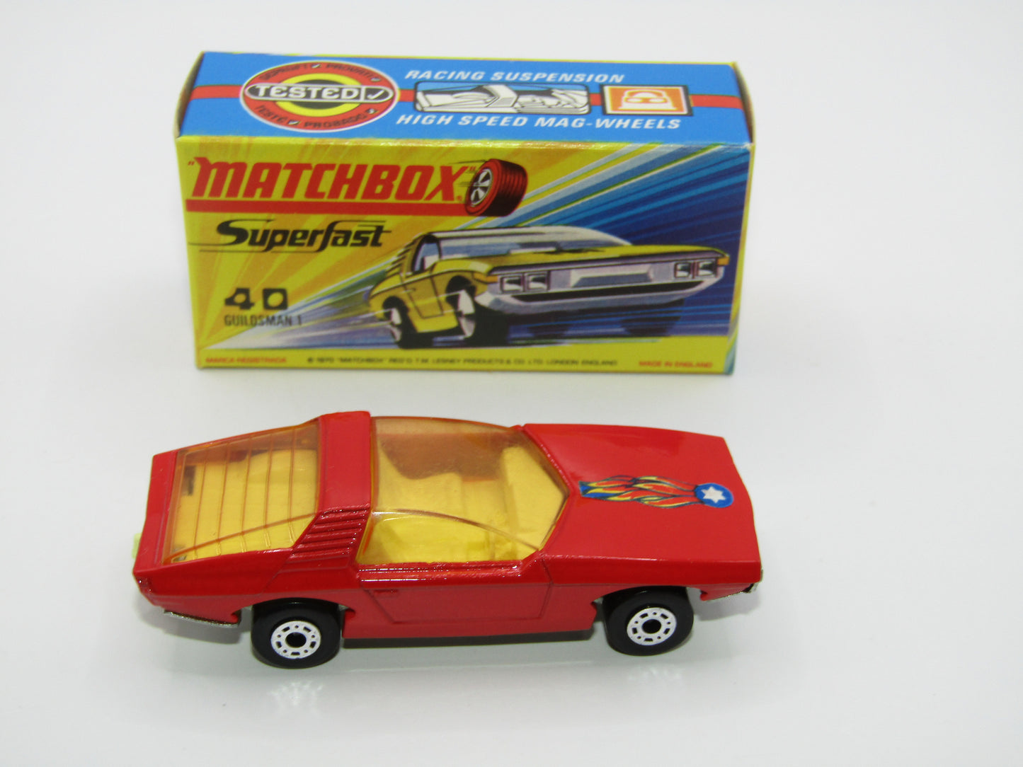 Matchbox Superfast 40A Vauxhall Guildsman DOT DASH Wheels BLUE FLAMES Label