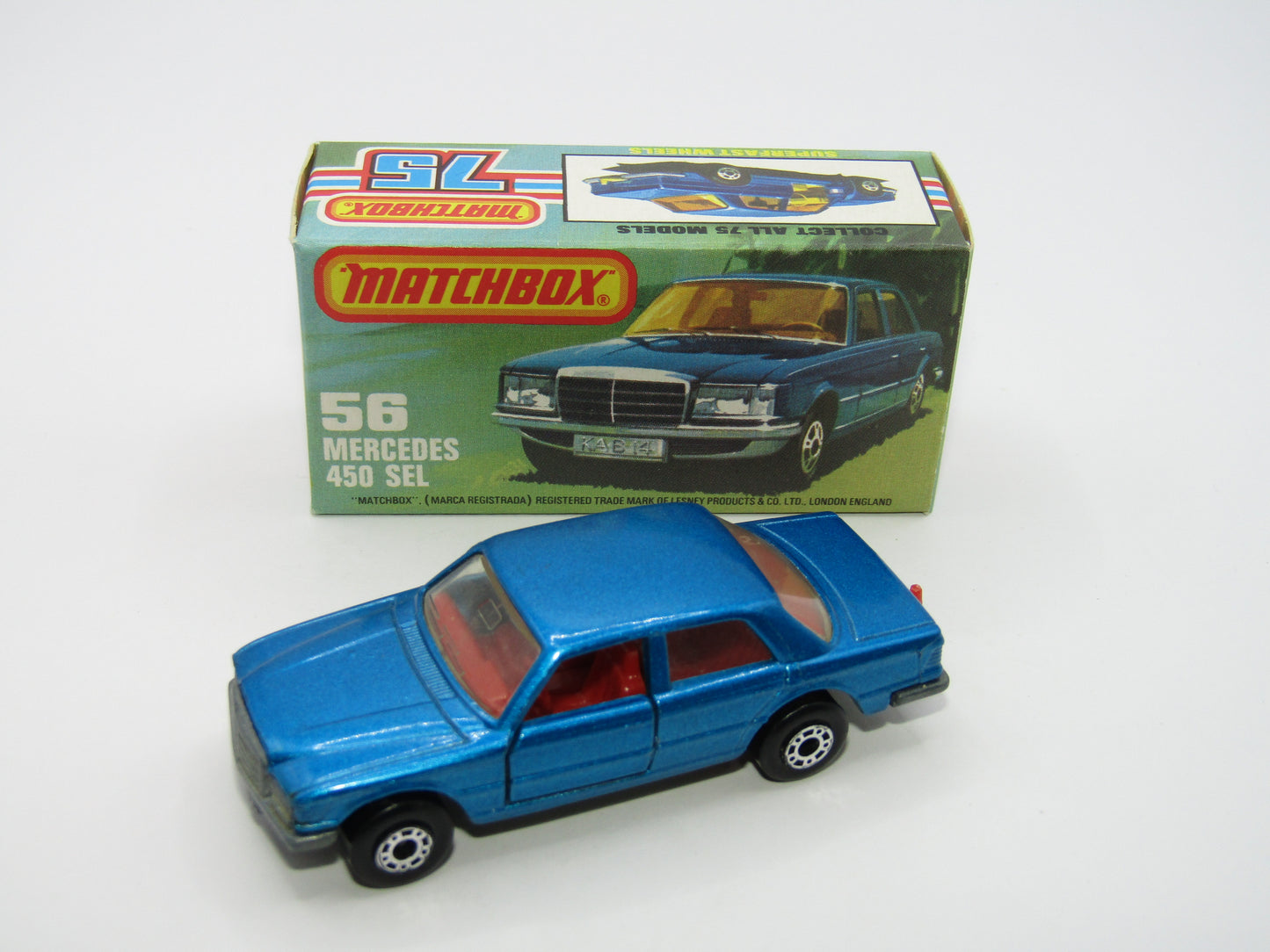 Matchbox Superfast 56C Mercedes 450SEL RED Interior CLEAR Windows