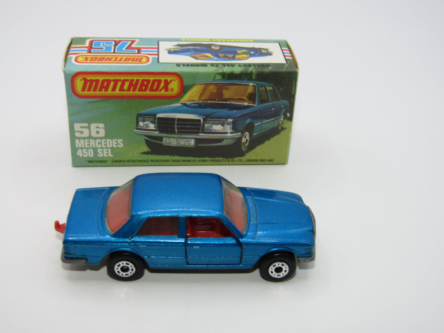 Matchbox Superfast 56C Mercedes 450SEL RED Interior CLEAR Windows