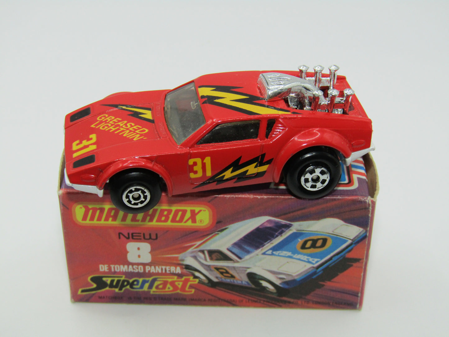 Matchbox Superfast 8C De Tomaso Pantera Hong Kong Base Greased Lightning