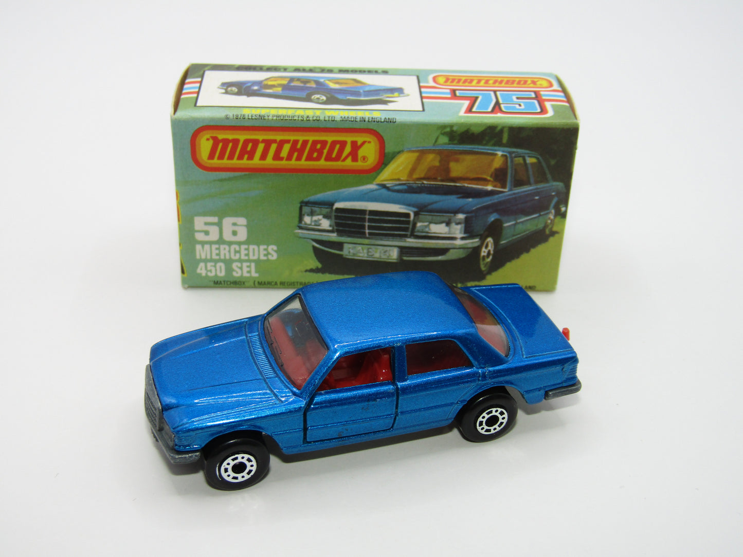 Matchbox Superfast 56C Mercedes 450SEL RED Interior SMOKE Windows