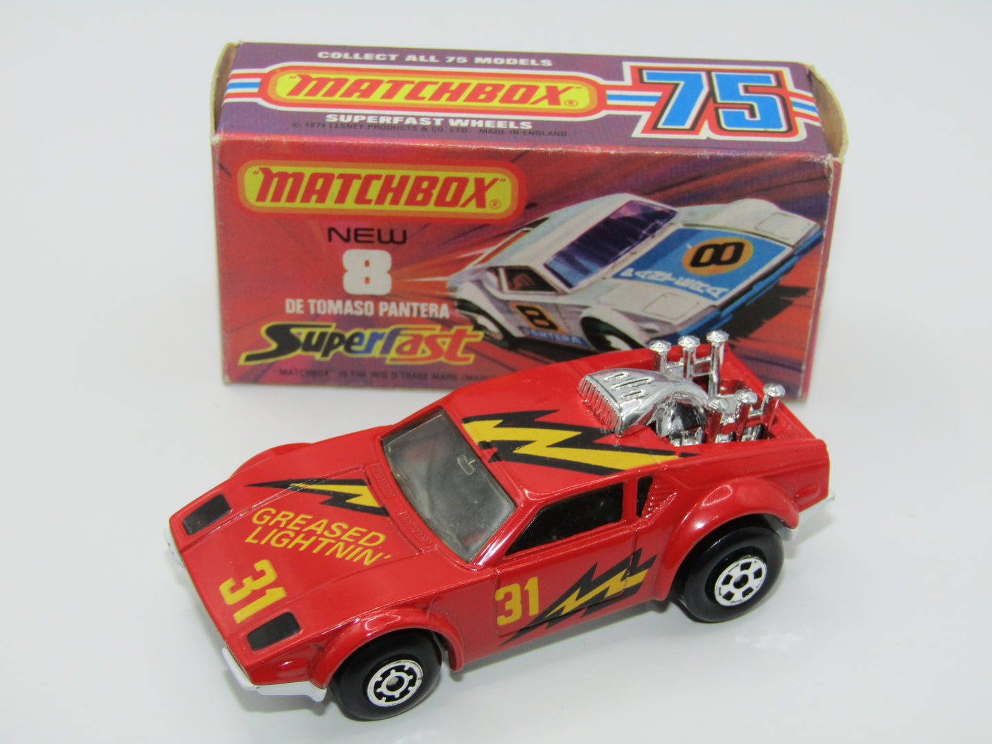Matchbox Superfast 8C De Tomaso Pantera Hong Kong Base Greased Lightning