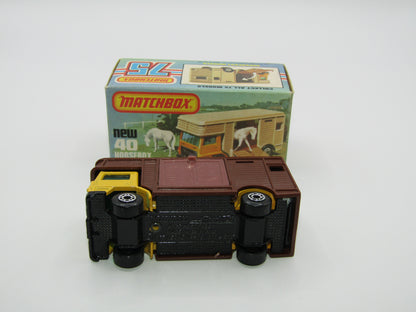 Matchbox Superfast 40B Horse Box YELLOW, Gloss Black Base BROWN DOOR