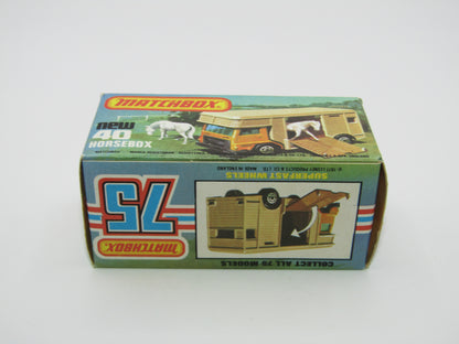 Matchbox Superfast 40B Horse Box YELLOW, OPAQUE WHITE Door Gloss Black Base