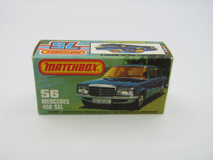 Matchbox Superfast 56C Mercedes 450SEL Police Car Light Green Tampo Silver Base