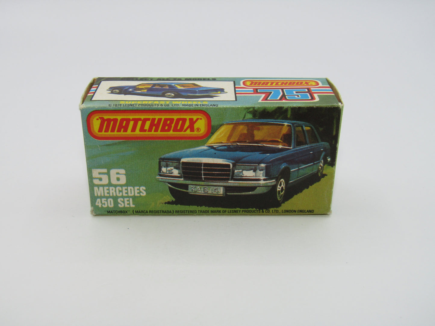 Matchbox Superfast 56C Mercedes 450SEL Police Car Light Green Tampo Silver Base