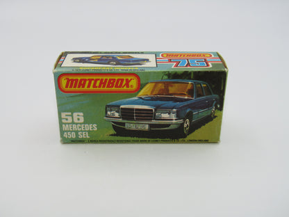 Matchbox Superfast 56C Mercedes 450SEL Police Car Light Green Tampo Silver Base