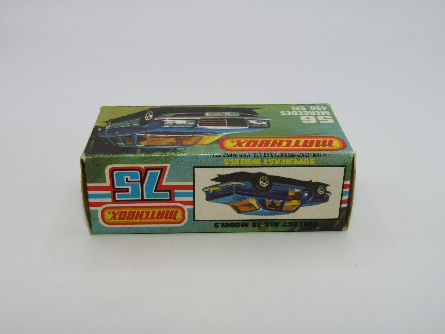 Matchbox Superfast 56C Mercedes 450SEL Police Car Light Green Tampo Silver Base