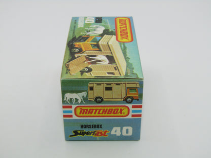 Matchbox Superfast 40B Horse Box Orange GREEN Door Black Base