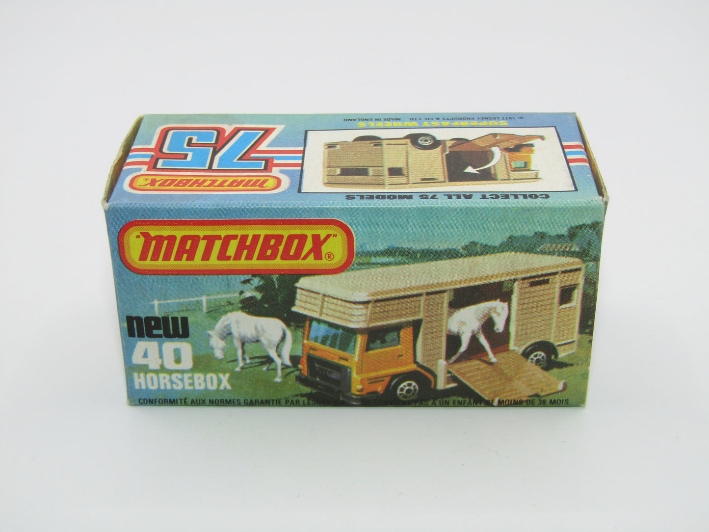 Matchbox Superfast 40B Horse Box Green GREY BASE Brown Door