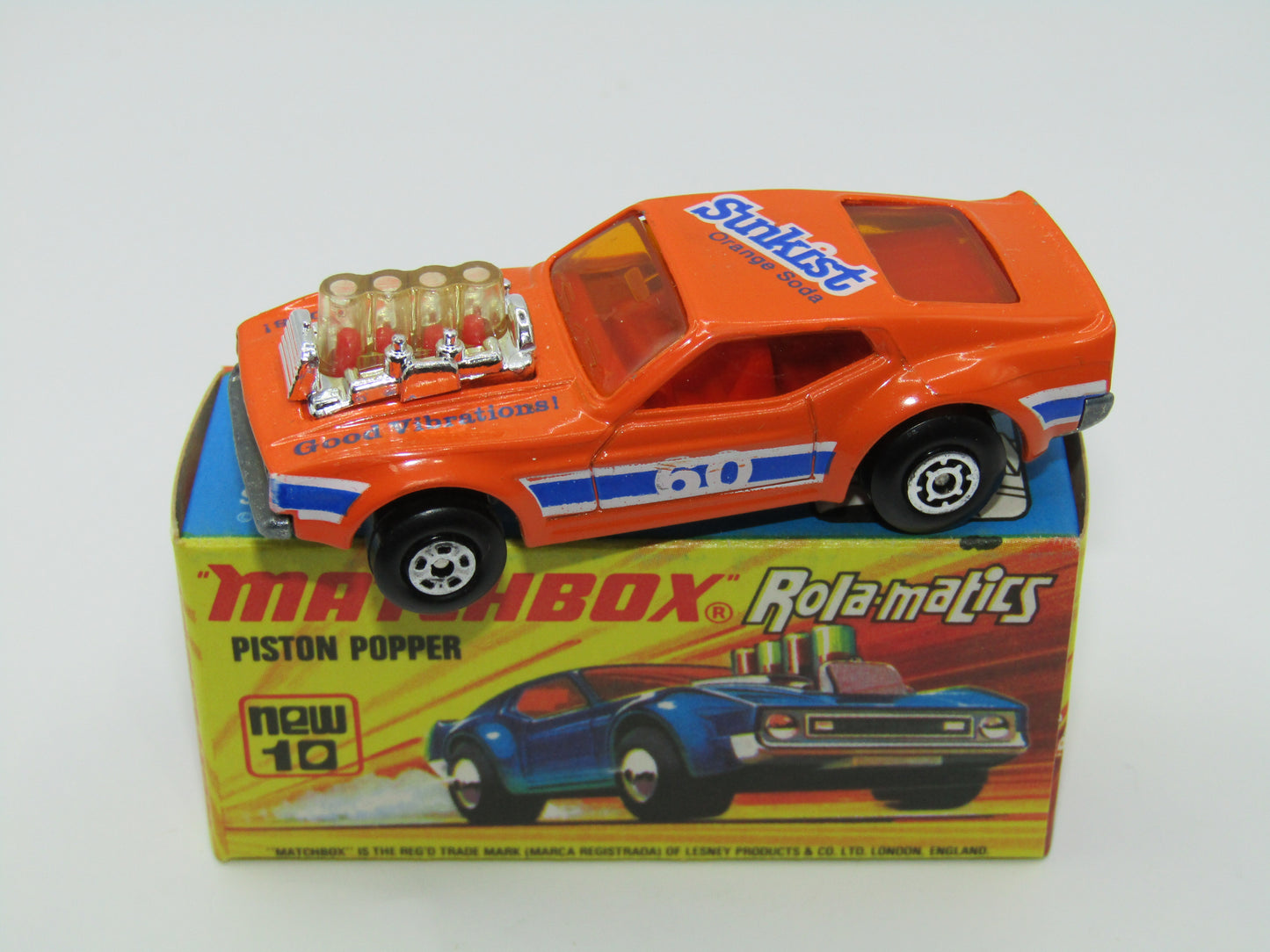 Matchbox Superfast 10B Piston Popper Sunkist Unpainted Base