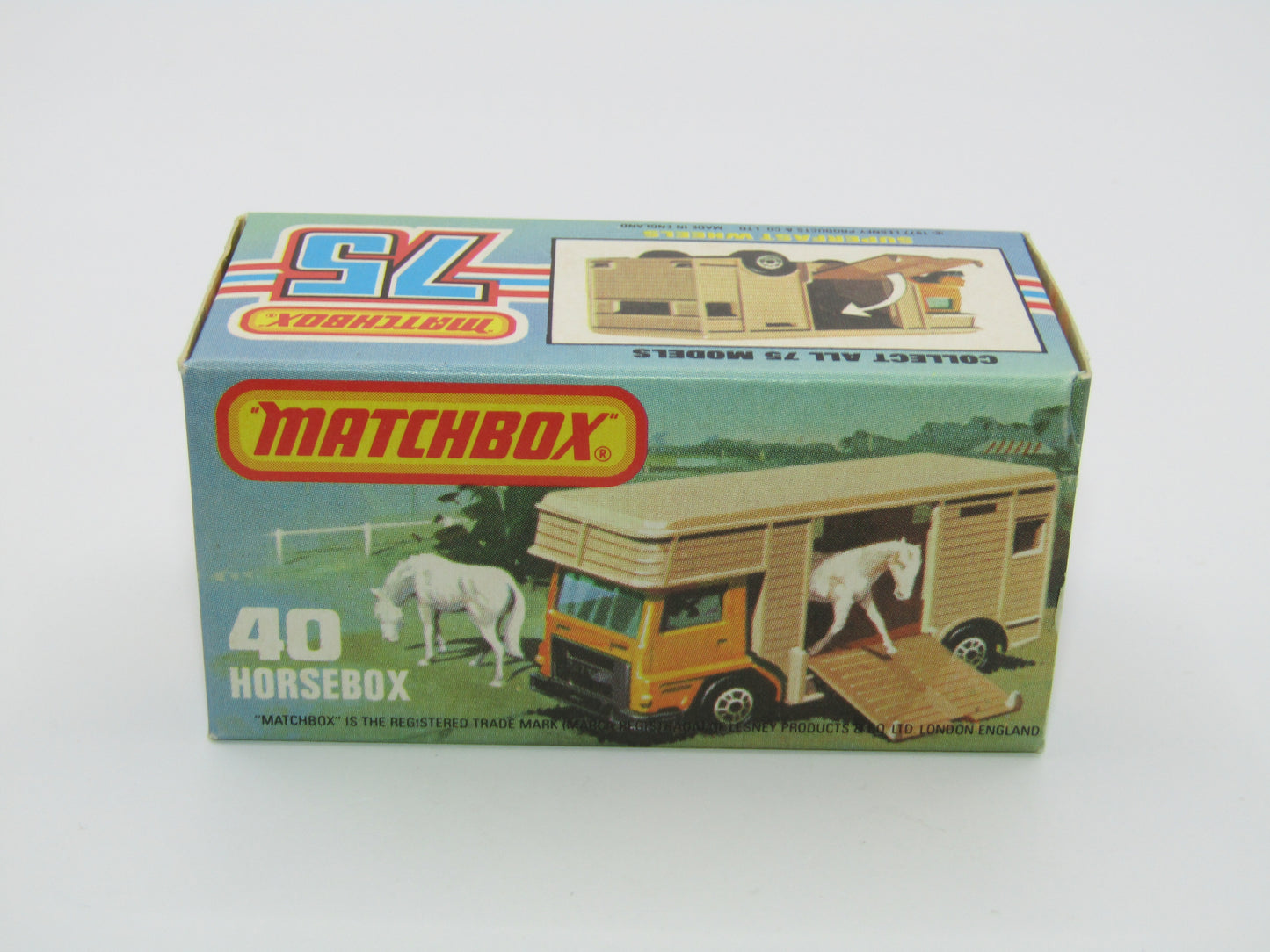Matchbox Superfast 40B Horse Box Orange UNPAINTED Base White door