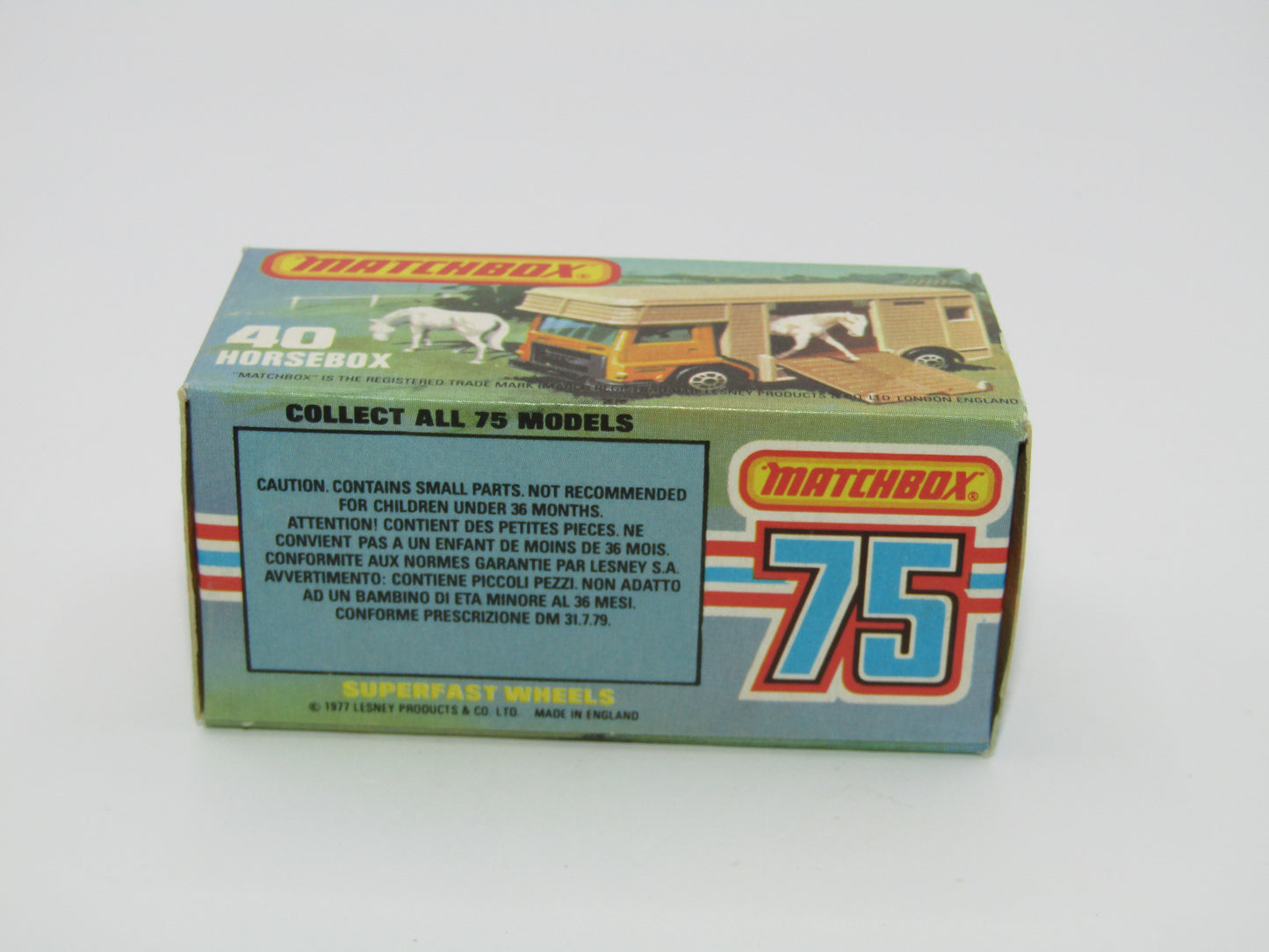 Matchbox Superfast 40B Horse Box Orange UNPAINTED Base White door