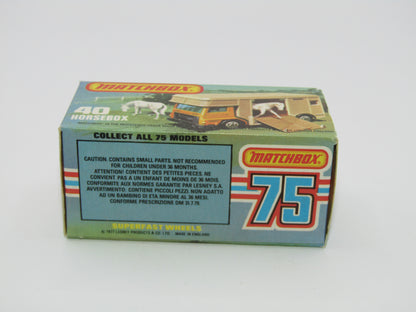 Matchbox Superfast 40B Horse Box Orange UNPAINTED Base White door