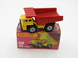 Matchbox Superfast 58C Faun Dump Truck RED Dumper ENGLAND Base
