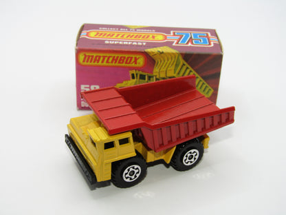 Matchbox Superfast 58C Faun Dump Truck RED Dumper ENGLAND Base