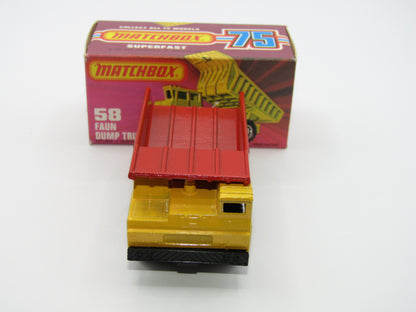 Matchbox Superfast 58C Faun Dump Truck RED Dumper ENGLAND Base