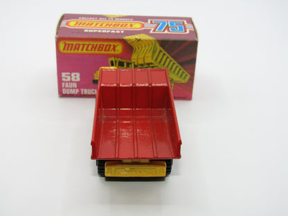 Matchbox Superfast 58C Faun Dump Truck RED Dumper ENGLAND Base