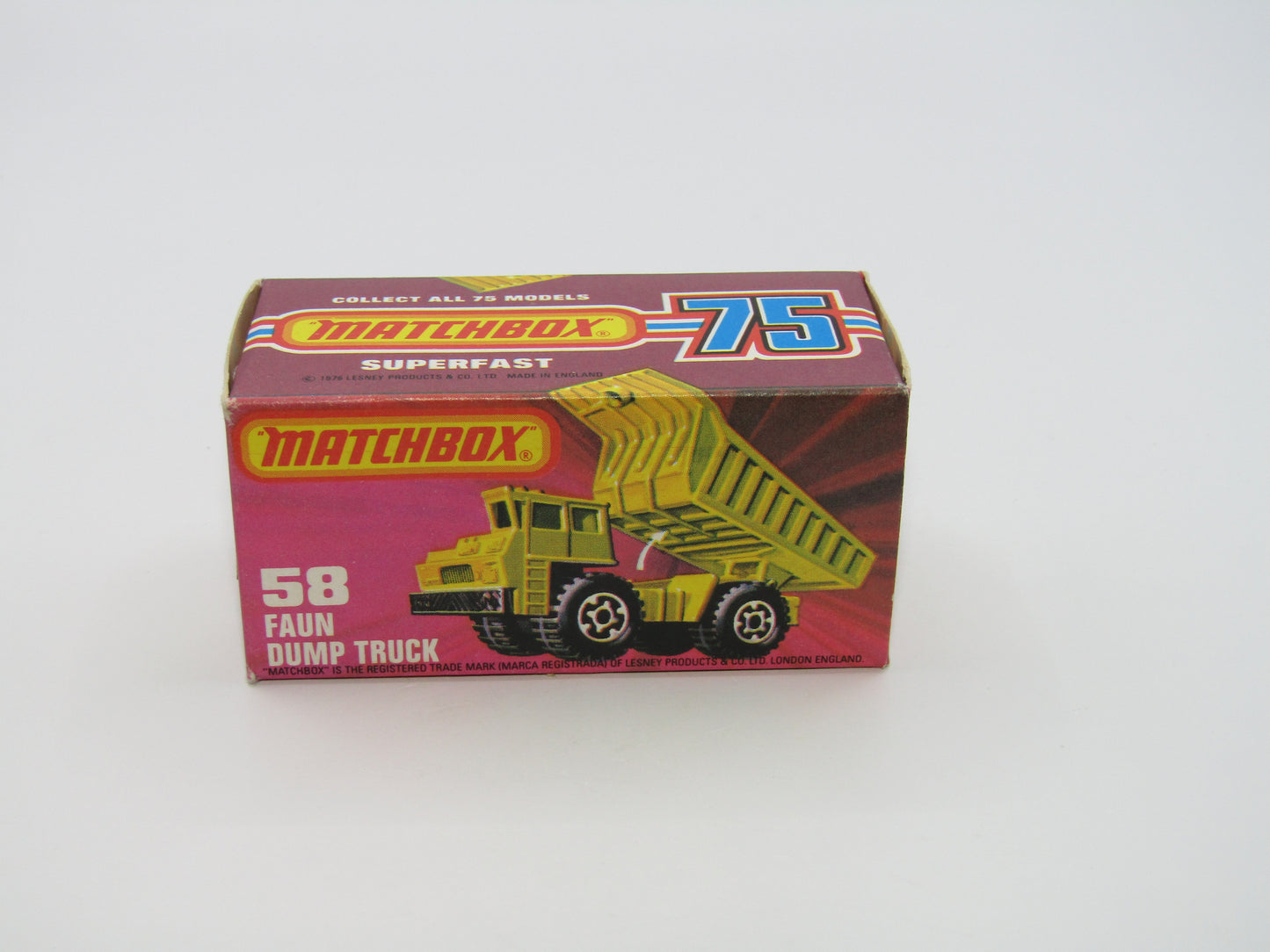 Matchbox Superfast 58C Faun Dump Truck RED Dumper ENGLAND Base