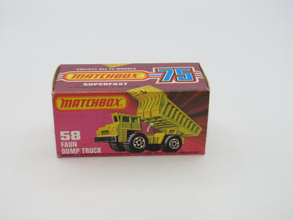 Matchbox Superfast 58C Faun Dump Truck RED Dumper ENGLAND Base