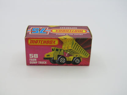 Matchbox Superfast 58C Faun Dump Truck RED Dumper ENGLAND Base