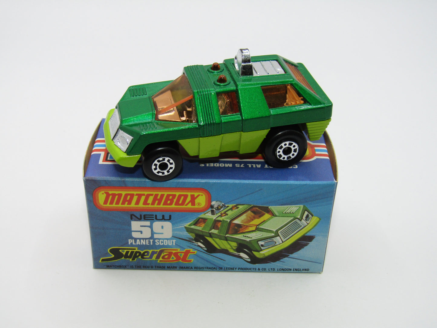 Matchbox Superfast 59C Planet Scout Metallic Green LIGHT AMBER Windows