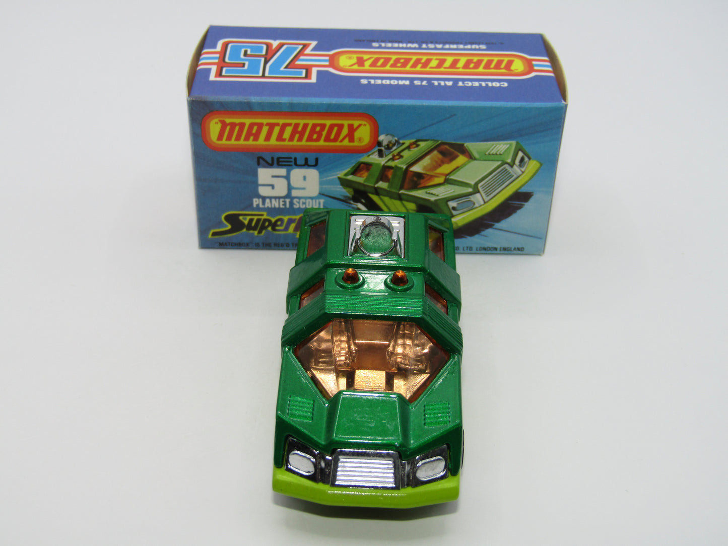 Matchbox Superfast 59C Planet Scout Metallic Green LIGHT AMBER Windows