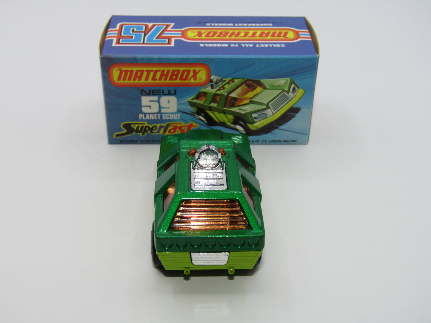 Matchbox Superfast 59C Planet Scout Metallic Green LIGHT AMBER Windows