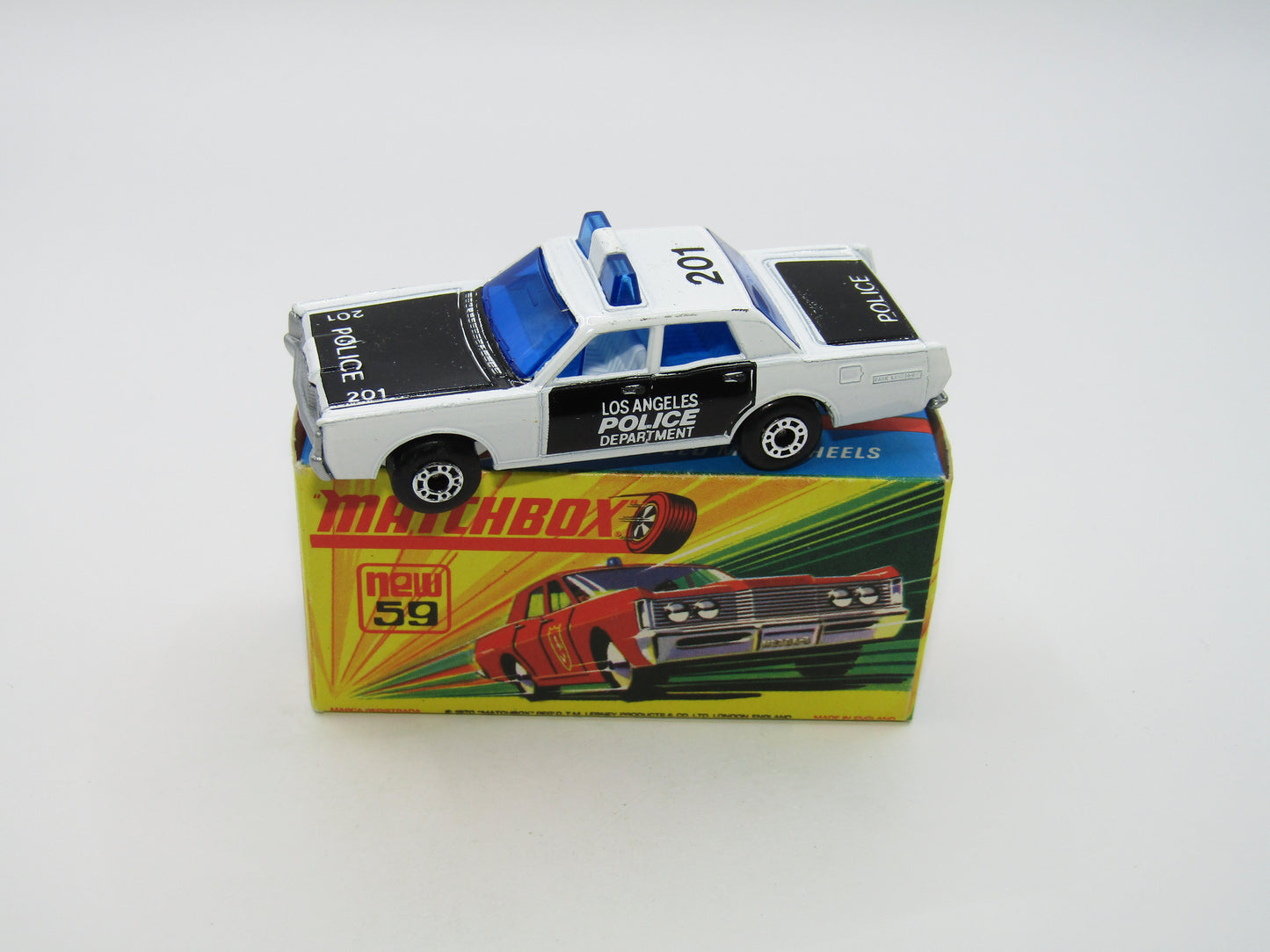 Matchbox Superfast 59B Mercury Police Car DARK BLUE Windows SILVER Base