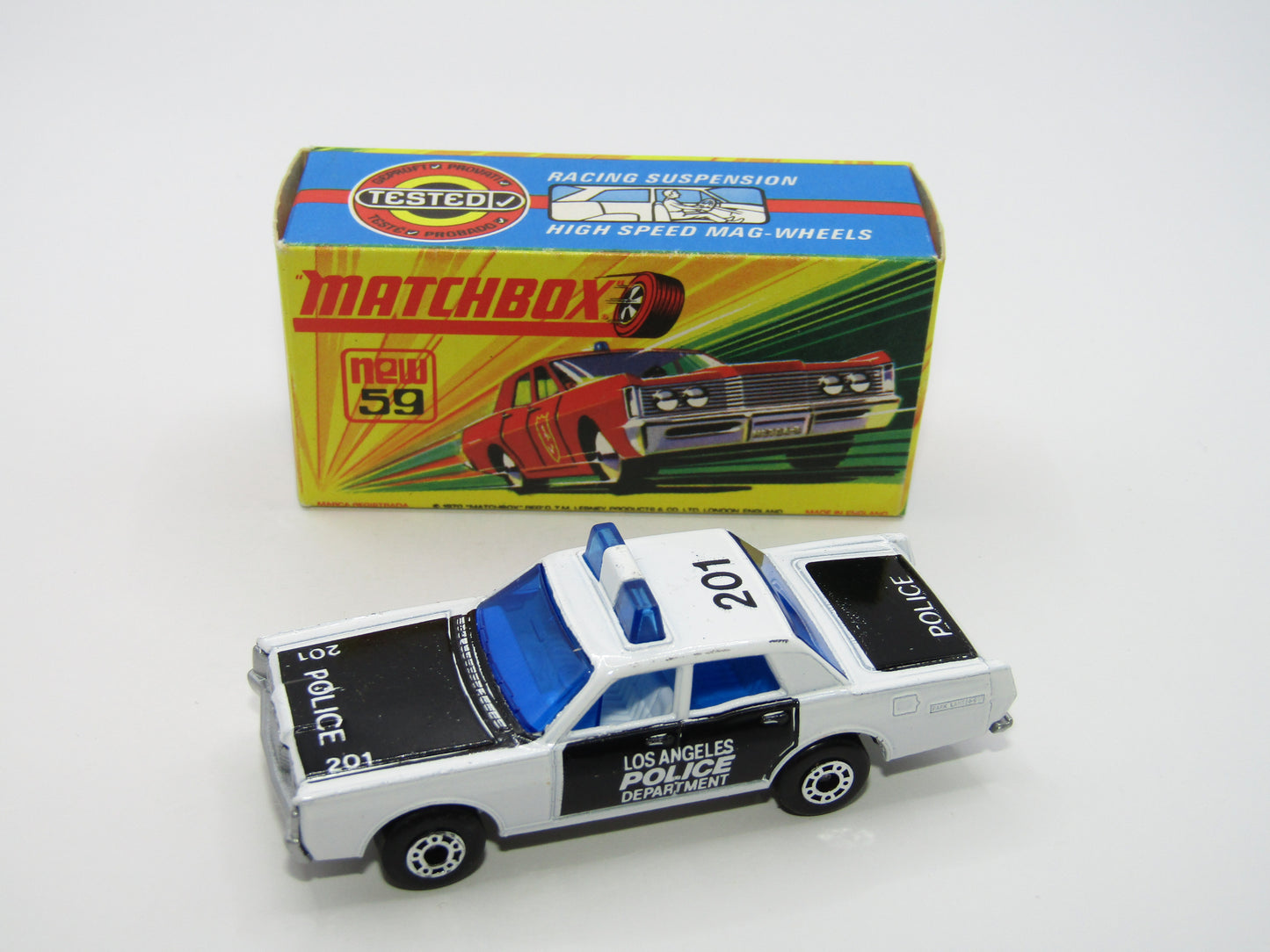 Matchbox Superfast 59B Mercury Police Car DARK BLUE Windows SILVER Base