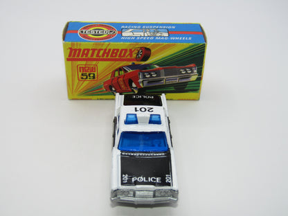 Matchbox Superfast 59B Mercury Police Car DARK BLUE Windows SILVER Base