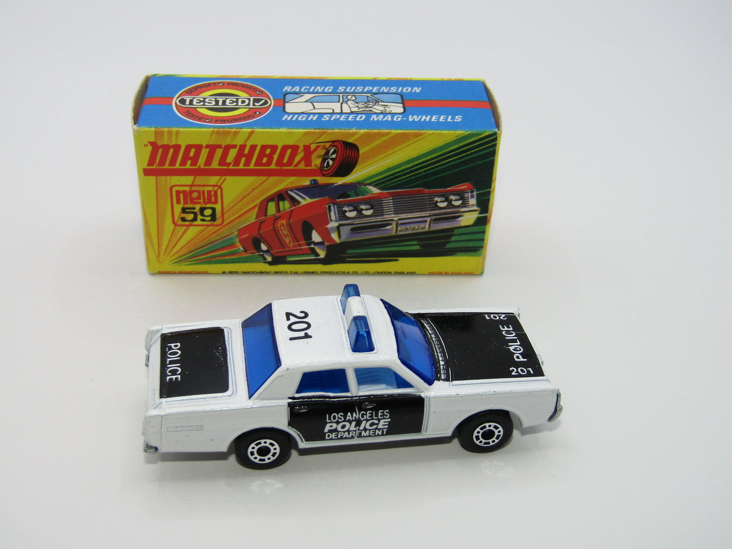 Matchbox Superfast 59B Mercury Police Car DARK BLUE Windows SILVER Base