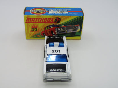 Matchbox Superfast 59B Mercury Police Car DARK BLUE Windows SILVER Base