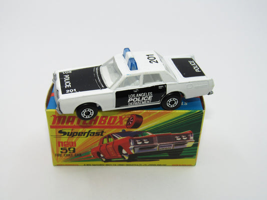 Matchbox Superfast 59B Mercury Police Car CLEAR Windows SILVER Base Code Red