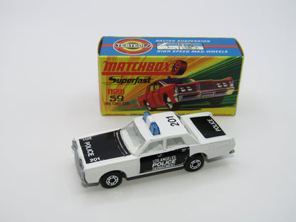 Matchbox Superfast 59B Mercury Police Car CLEAR Windows SILVER Base Code Red