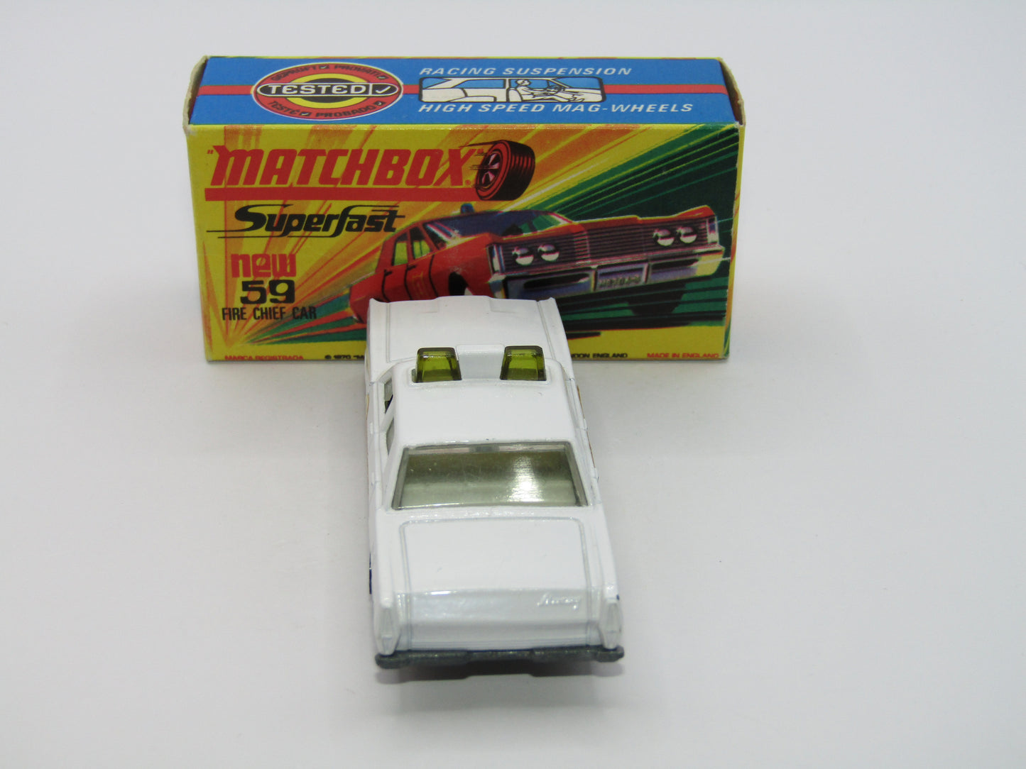 Matchbox Superfast 59B Mercury Police Car Police Label GREEN Roof Lights