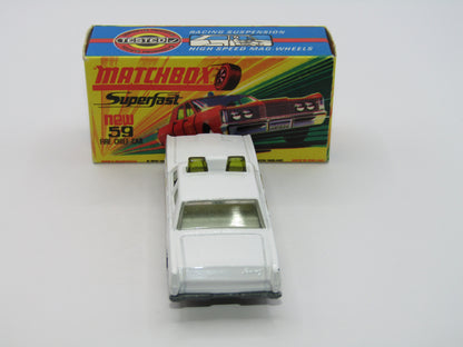 Matchbox Superfast 59B Mercury Police Car Police Label GREEN Roof Lights