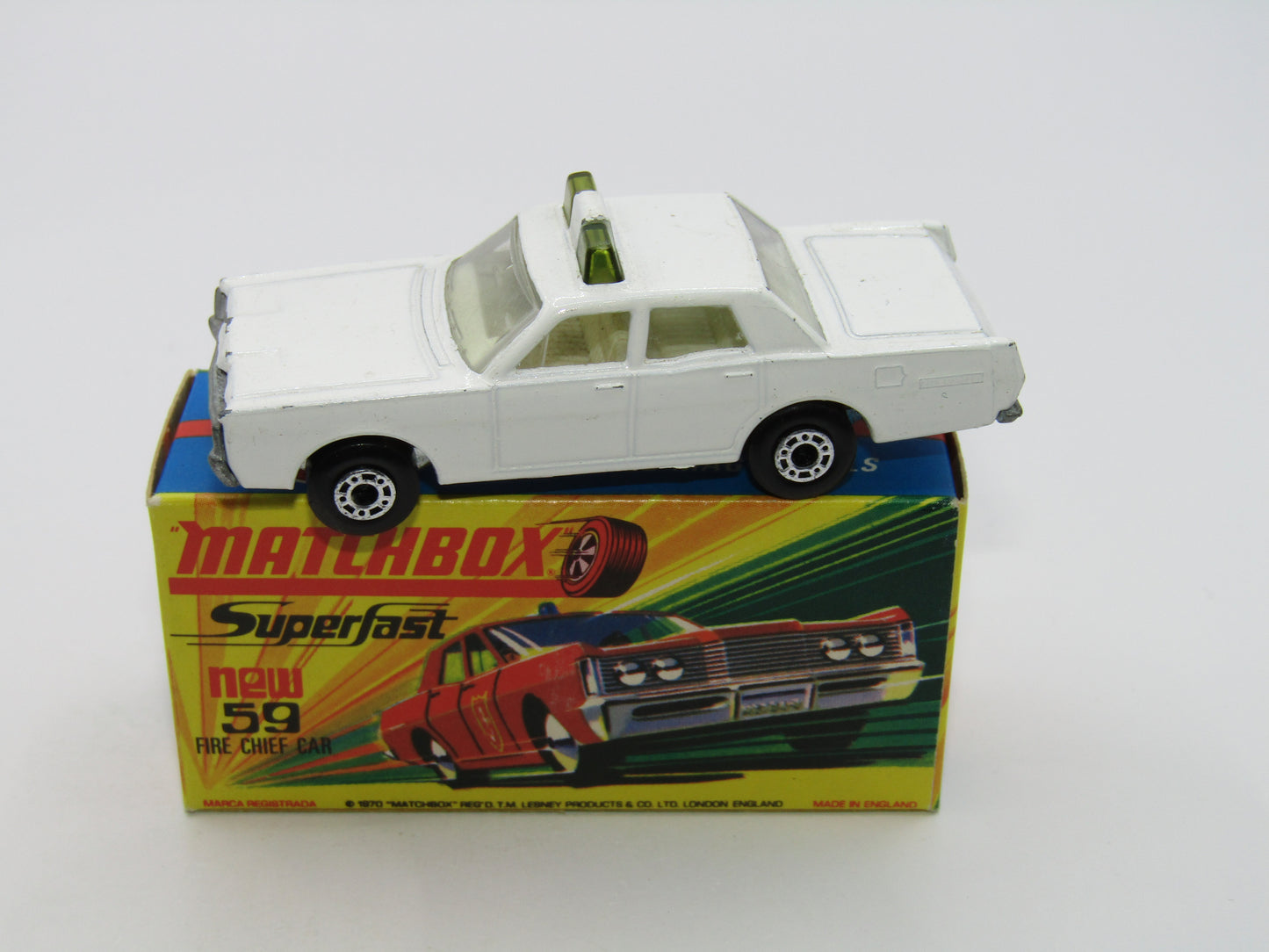 Matchbox Superfast 59B Mercury Police Car Police No Labels GREEN Roof Lights
