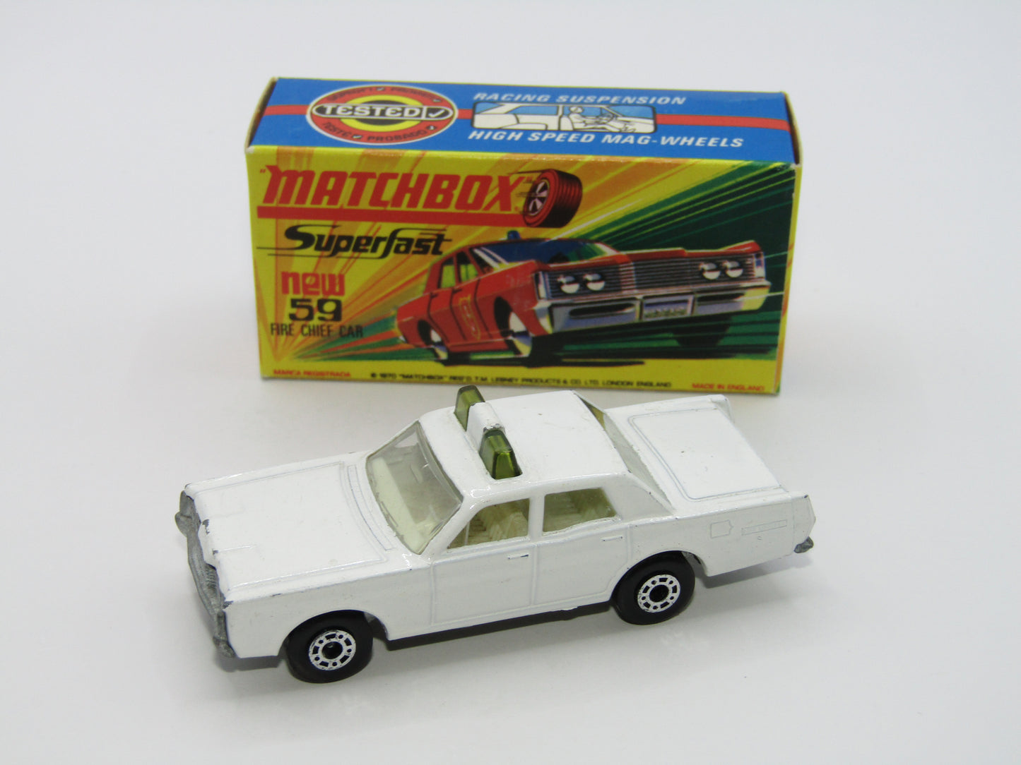 Matchbox Superfast 59B Mercury Police Car Police No Labels GREEN Roof Lights