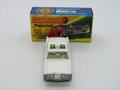 Matchbox Superfast 59B Mercury Police Car Police No Labels GREEN Roof Lights