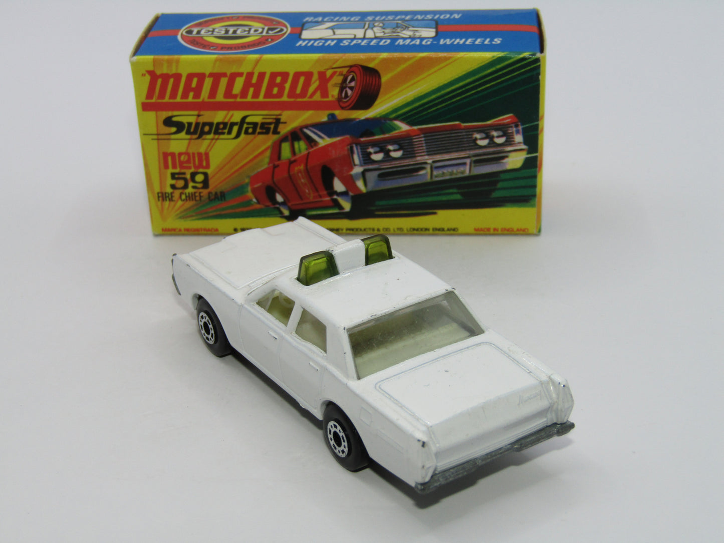 Matchbox Superfast 59B Mercury Police Car Police No Labels GREEN Roof Lights