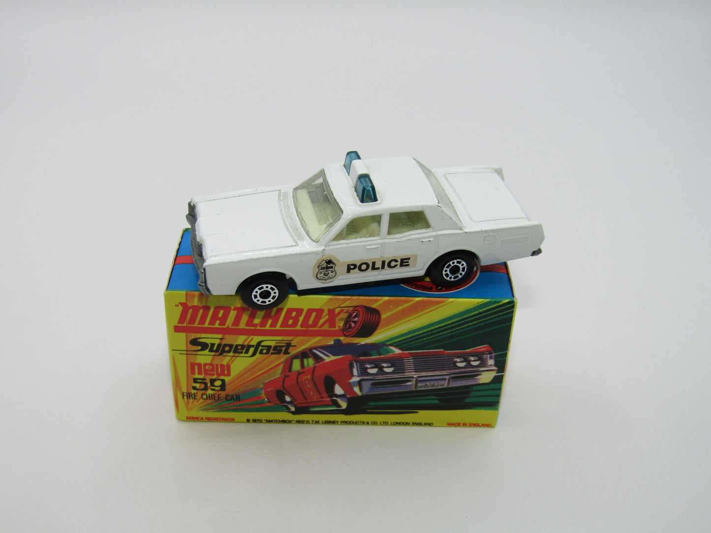 Matchbox Superfast 59B Mercury Police Car Police Labels Blue Roof Lights