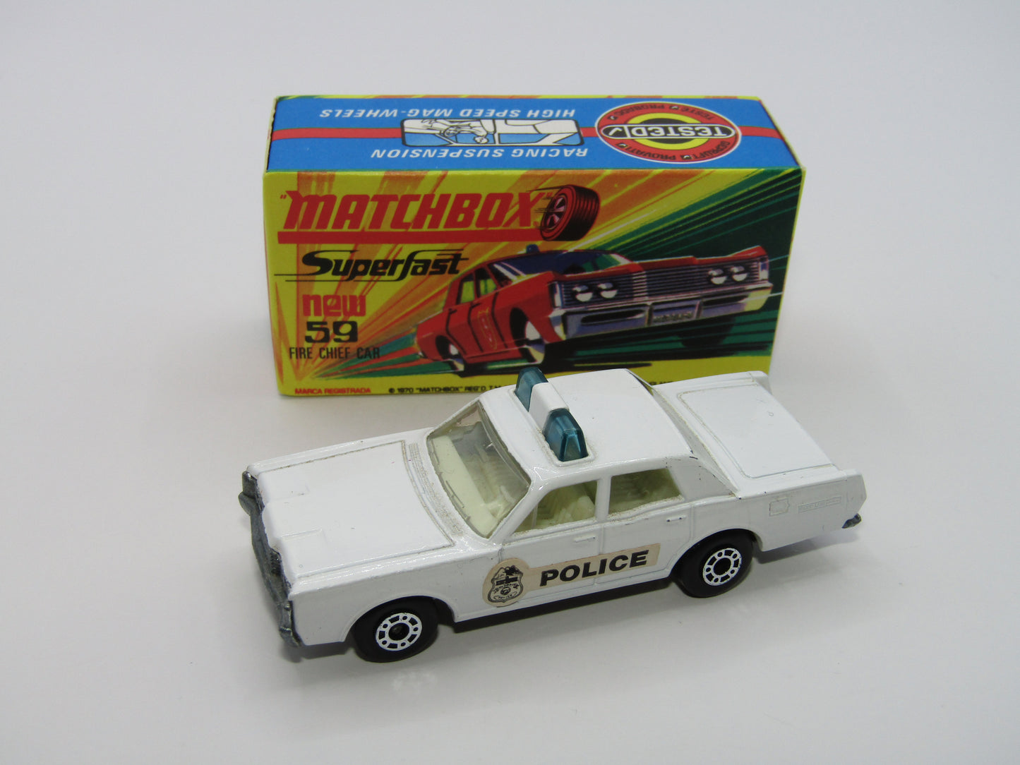 Matchbox Superfast 59B Mercury Police Car Police Labels Blue Roof Lights