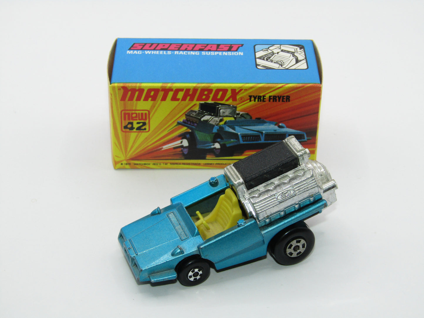 Matchbox Superfast 42B Tyre Fryer VERY LIGHT METALLIC BLUE