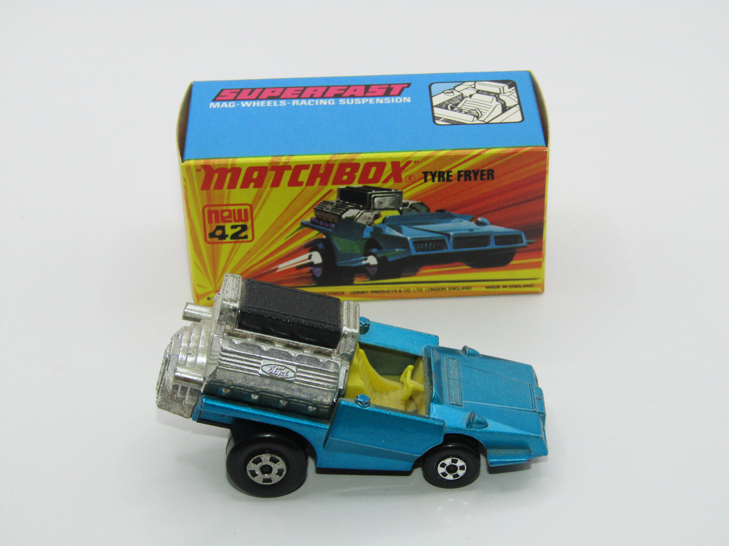 Matchbox Superfast 42B Tyre Fryer VERY LIGHT METALLIC BLUE