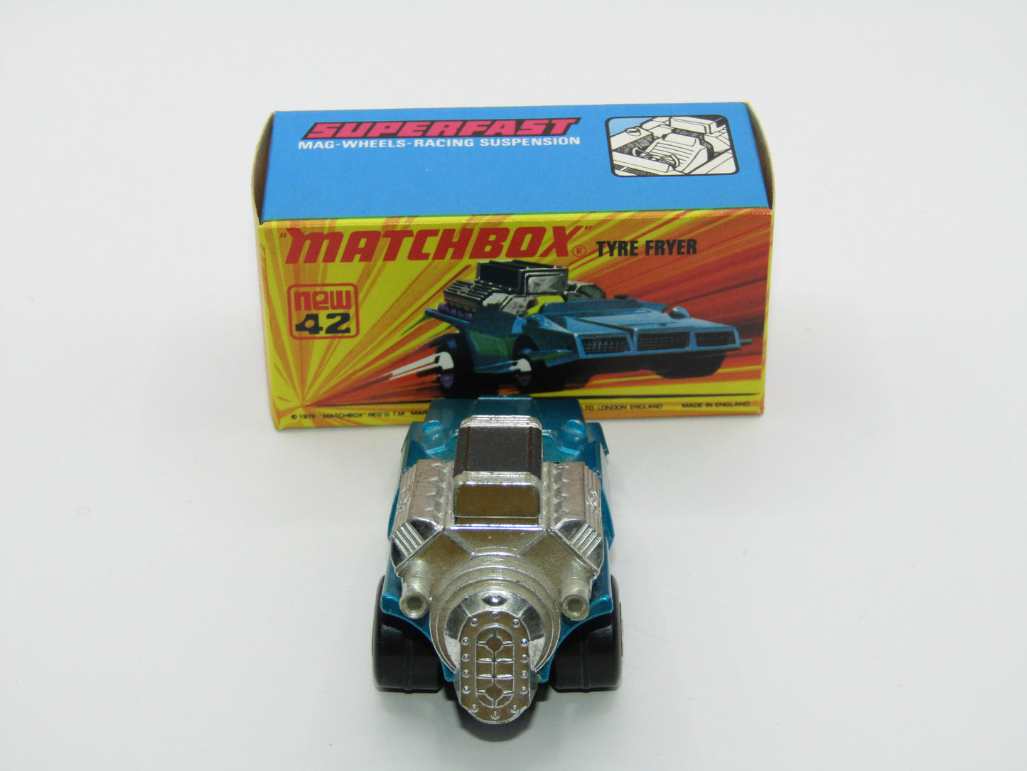 Matchbox Superfast 42B Tyre Fryer VERY LIGHT METALLIC BLUE