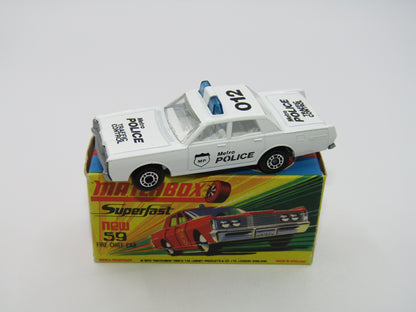 Matchbox Superfast 59B Mercury Police Car Metro CLEAR Windows Silver Base