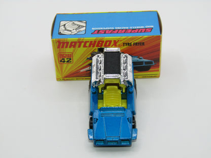 Matchbox Superfast 42B Tyre Fryer Medium Met Blue Bright Yellow Interior