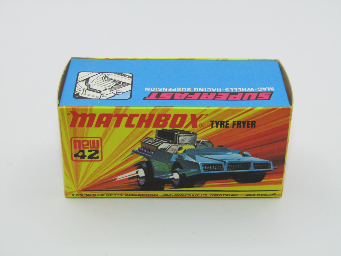 Matchbox Superfast 42B Tyre Fryer Medium Met Blue Bright Yellow Interior