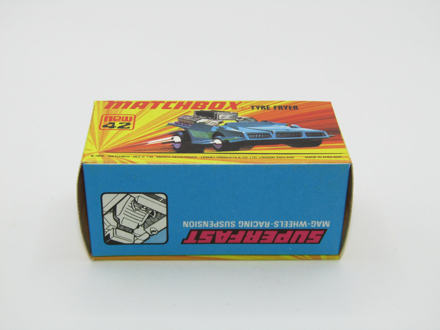 Matchbox Superfast 42B Tyre Fryer Medium Met Blue Bright Yellow Interior
